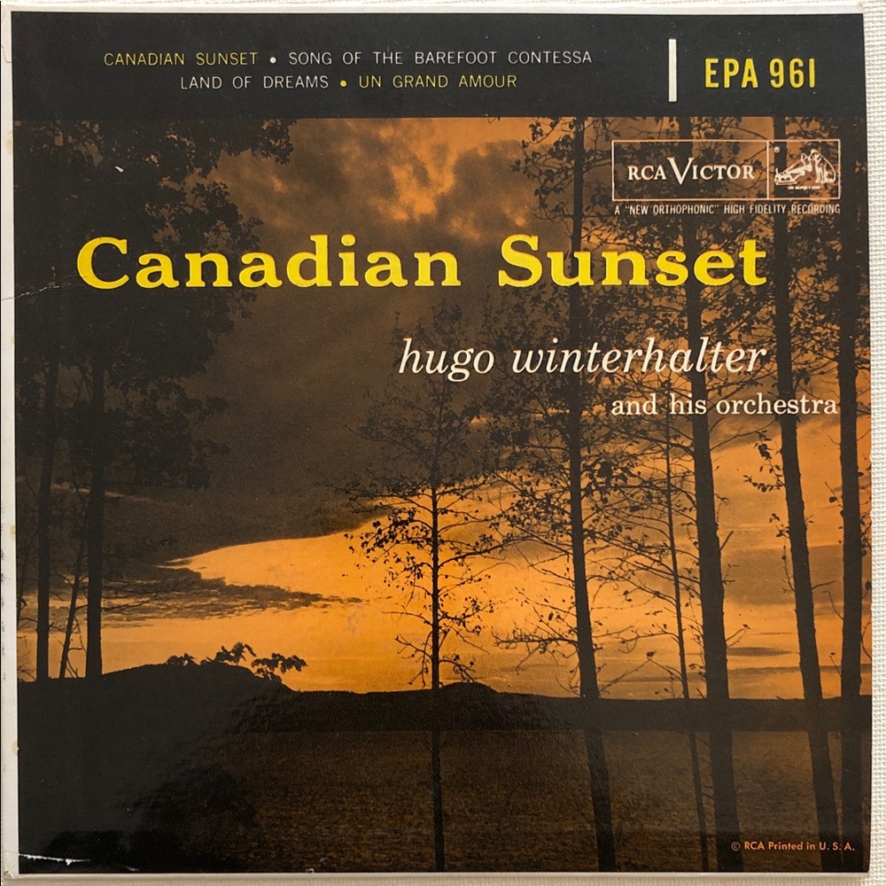 Hugo Winterhalter and Orchestra Canadian Sunset Vinyl 45 Record '56